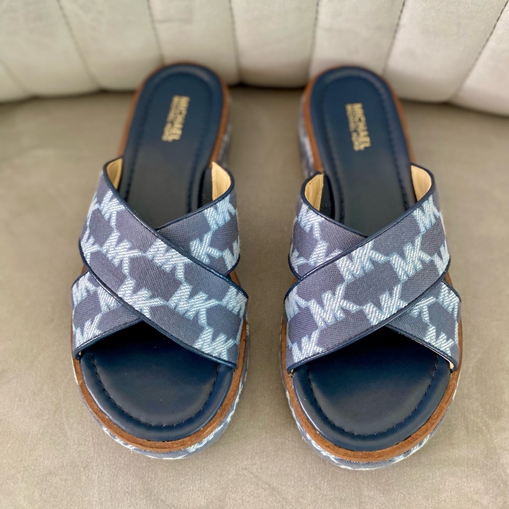 Michael Kors Women's Signature Monogram Logo Sandals